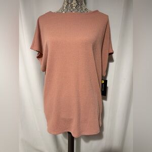 Plus Size 2X Textured Knit Pop Over Top Comfortable Easy Care Top